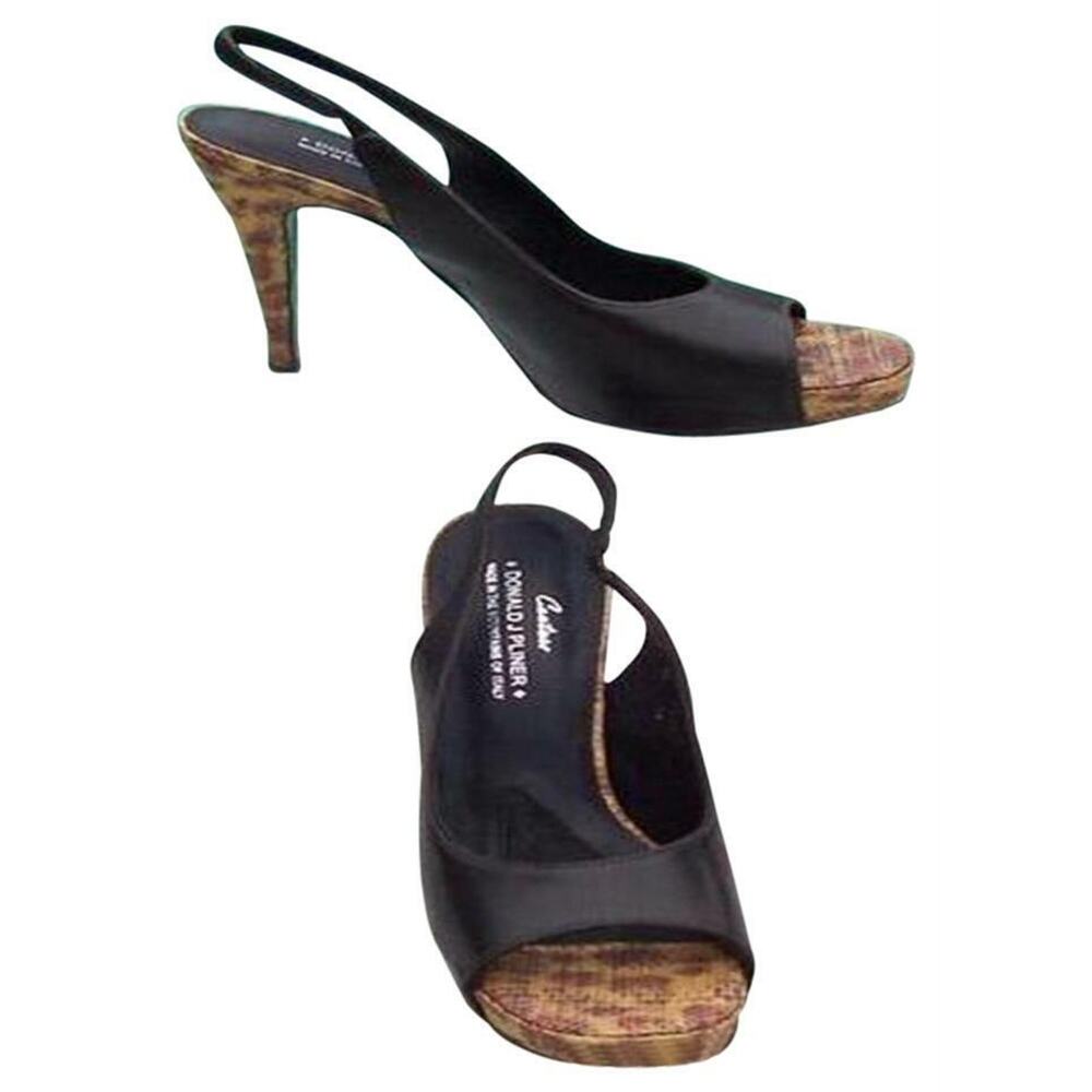 Donald Pliner Black Leather Shoe New Congo Raffia Open Toe Sandal $265 NIB - Picture 2 of 4